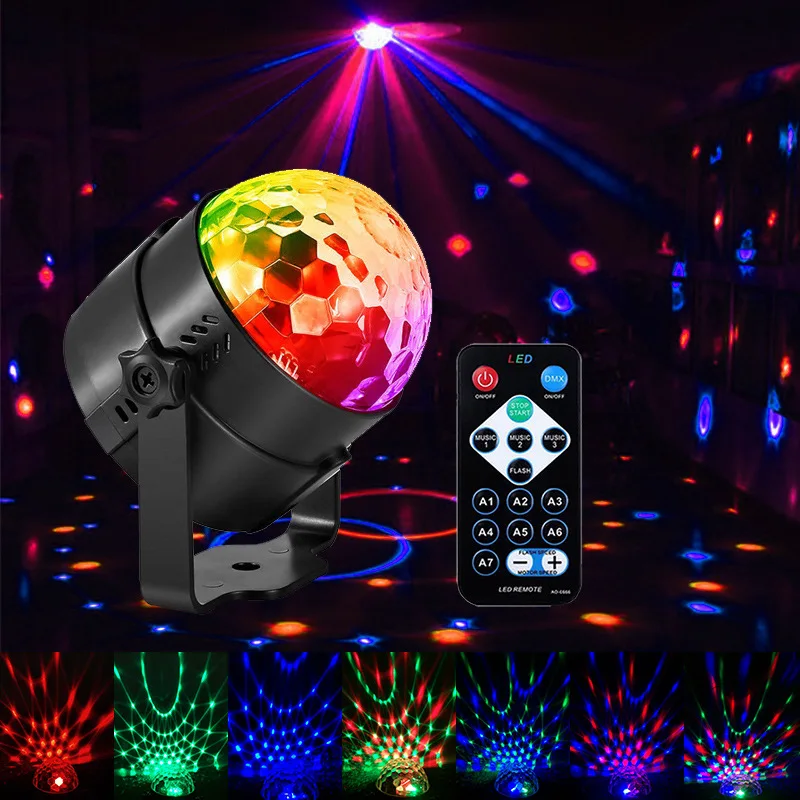 

Laser Projector Activated Rotating Disco Ball Party Strobe 3W RGB LED Stage Lights For Christmas Home KTV Wedding Show