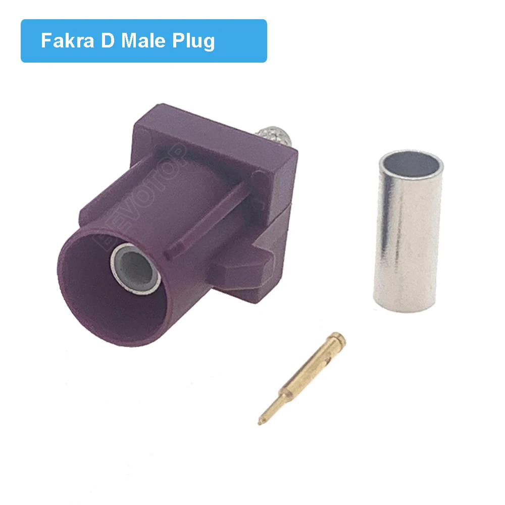 Bordeaux Fakra D Male Plug / Female Jack RAL 4004 Fakra RF Coaxial Soldering Wire Connectors for RG316 / RG174 Pigtail Cable