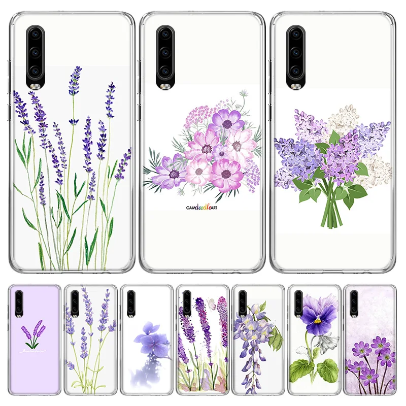 Cute Flower Lavender Phone Case For Huawei P30 P20 P10 P50 P40 Lite Mate 30 20 10 40 Pro Art Luxury Customized Cover Coque Capa