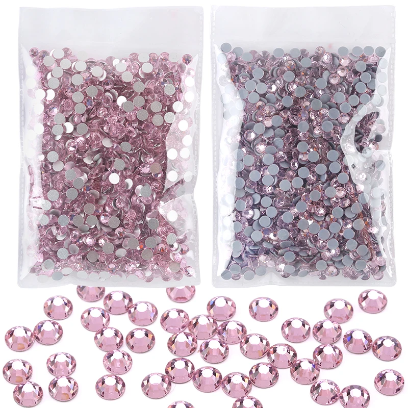 Crystal Light Rose Hotfix/Non-Hotfix Rhinestones Flatback Glass Gems Diamond Rhinestones For Nail Fabric DIY Decorations