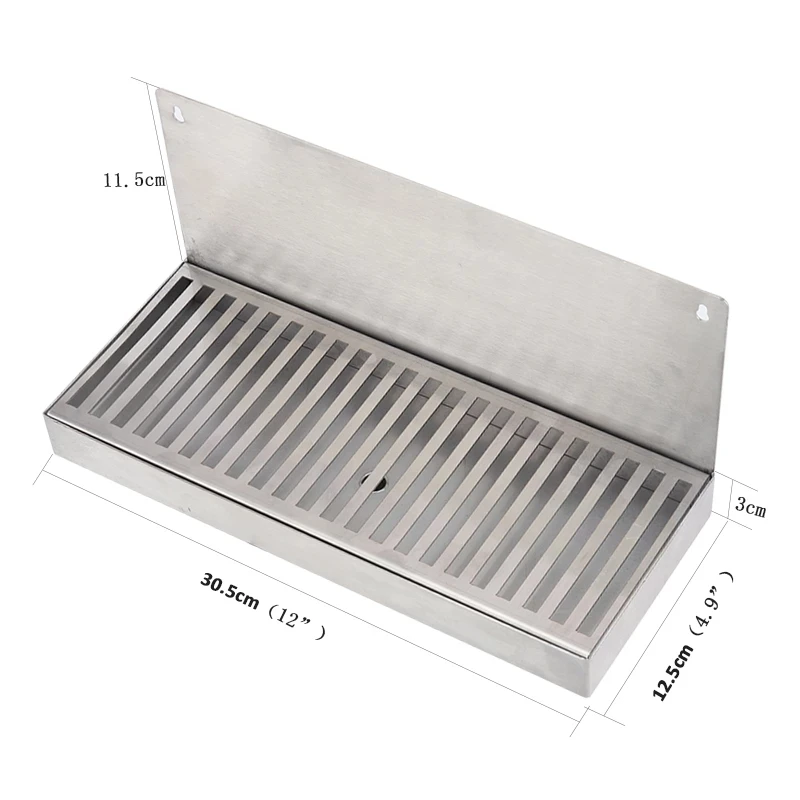 Kegerator Beer Drip Tray,Stainless Steel Wall Mounted Drip Tray with  Drain Hole Craft Beer Beverage Dispenser Homebrew Bar Tool