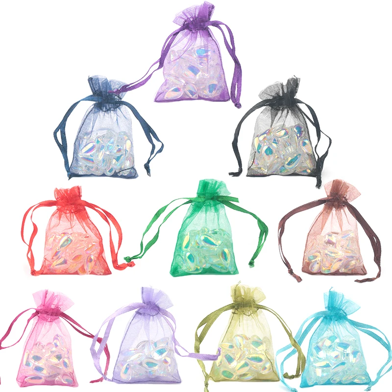 100pcs/lot 5x7 7x9 9x12cm Organza Bags Jewelry Packaging Wedding Decoration Christmas Gift Bag Pouches 23 colors