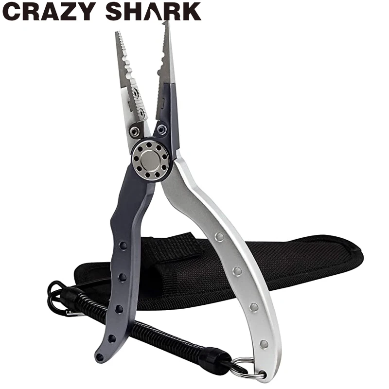 

Crazy Shark 19cm Multifunctional Fishing Pliers Aluminium Hook Remover Split Ring Cutters Rustproof Saltwater Tools Carp Fishing