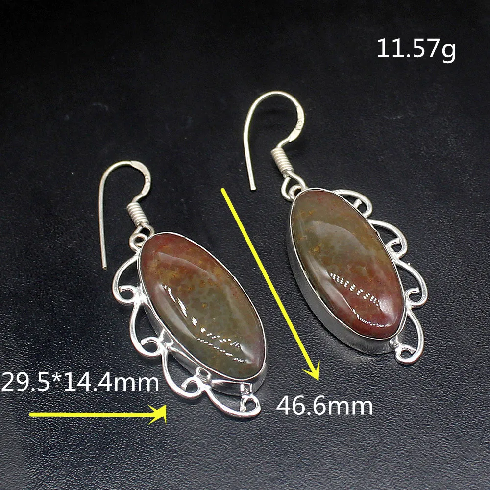 Gemstonefactory Big Promotion Unique 925 Silver Natural Ocean Jasper Women Ladies Gifts Dangle Drop Earrings 20211838