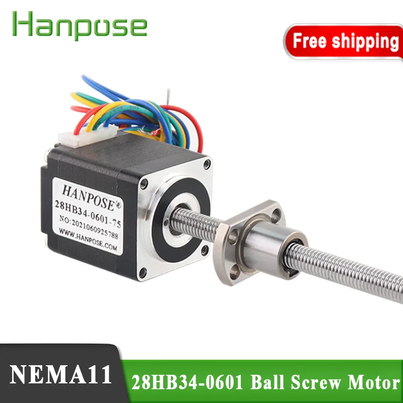 28 stepper motor linear 28HB34-SFU0601 L100-300MM   for 3D printer accessories ball screw nema11 stepper motor