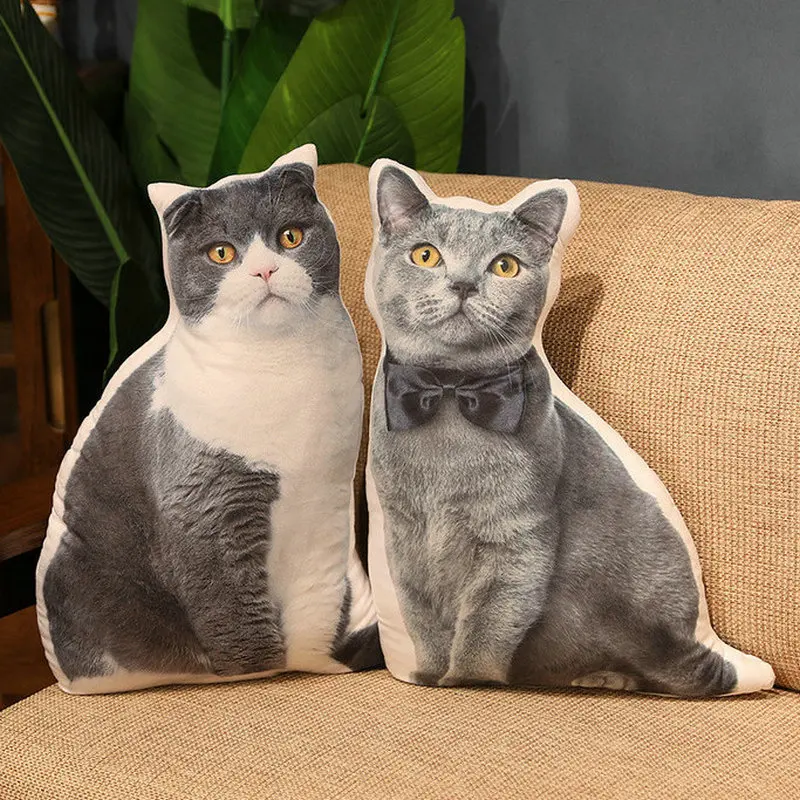 50CM Simulation British Shorthair Cat Plush Toys 3D Printed Animal Pillow Cushion Stuffed Home Decor Birthday Gifts