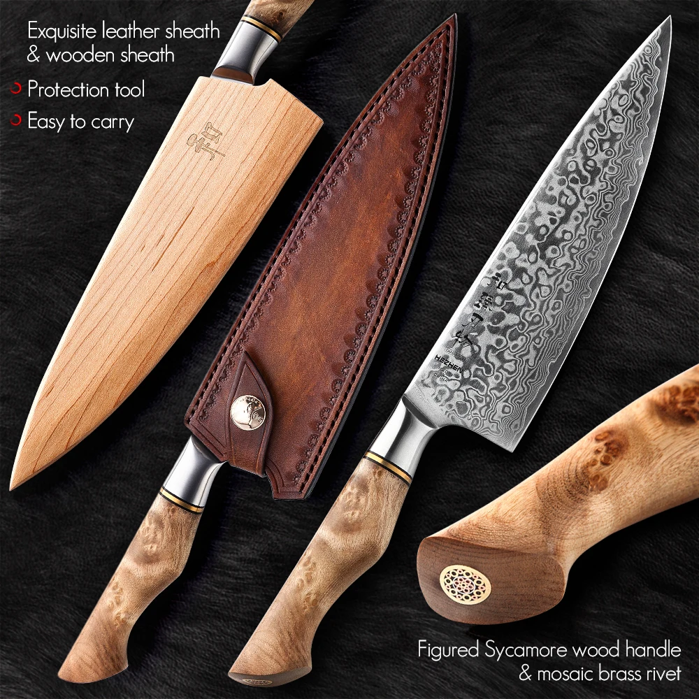 HEZHEN 8.3 Professional Chef Knife 67 Layers Damascus Steel Cook Tools Razor Sharp Japanese Core Blade Kitchen Accessories