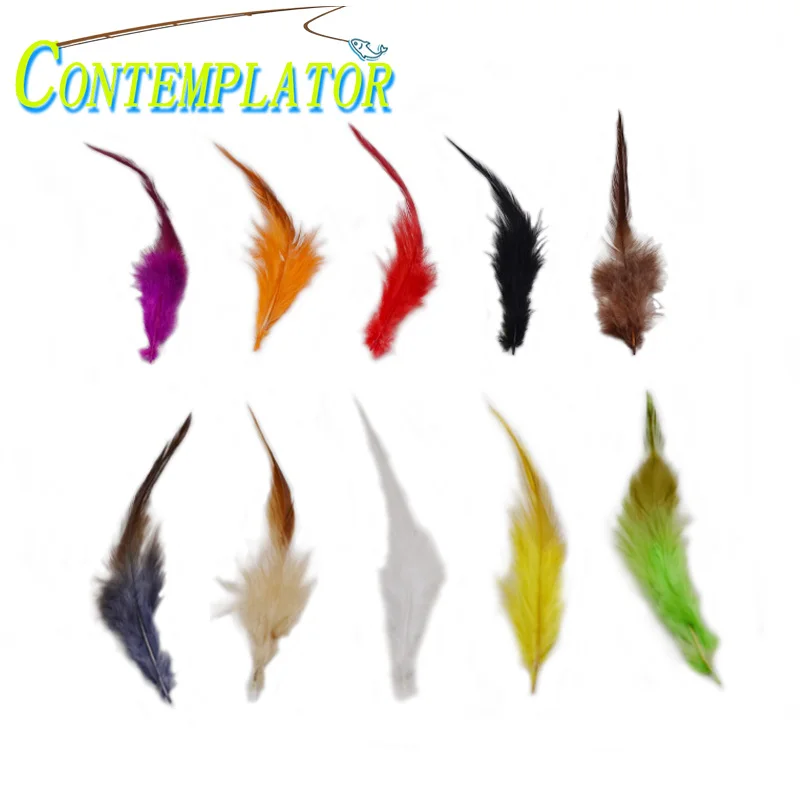 CONTEMPLATOR 50 pièces/sac coq selle Hackle mouche attachant plumes pour paillettes nymphe 12 couleurs coq Schlappen mouche artificielle leurres