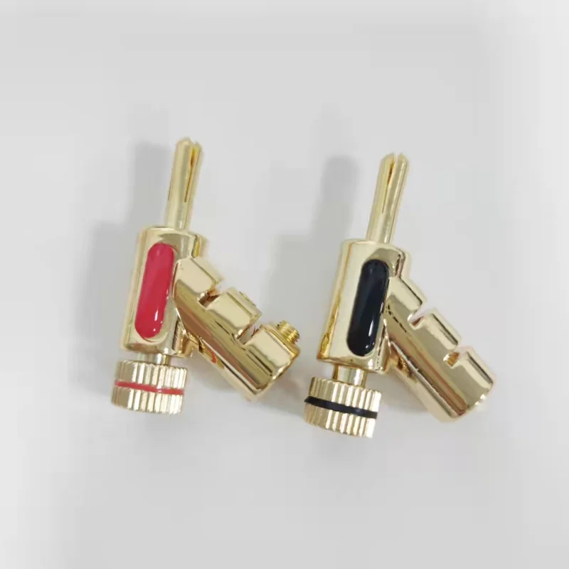 4PCS Gold Plated Gun Type Speaker Cable Plug Locking Banana Plug Connector HIFI Jack Audio Adapter