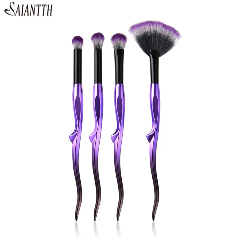 

SAIANTTH High heels design makeup brushes set purple handle fan foundation face powder blush eyeshadow concealer make up kit