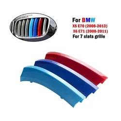 3Pcs/Set For BMW X5 E70 2008-2013 / X6 E71 2008-2011 Car 7Bar Kidney Grill Decorative Parts Grille Cover Clip Trim