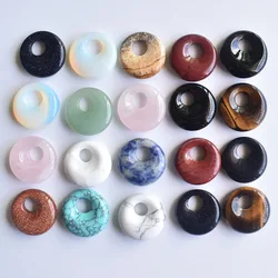 2020 New high quality Assorted natural stone gogo donut charms pendants beads 18mm for jewelry making Wholesale 20pcs/lot free