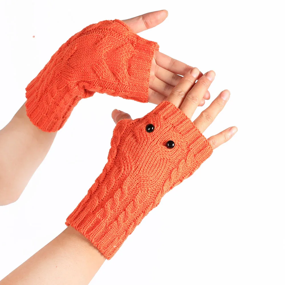 Autumn Winter Warm Owl Gloves Knitted Black Eyes Fingers Personality Women Glove