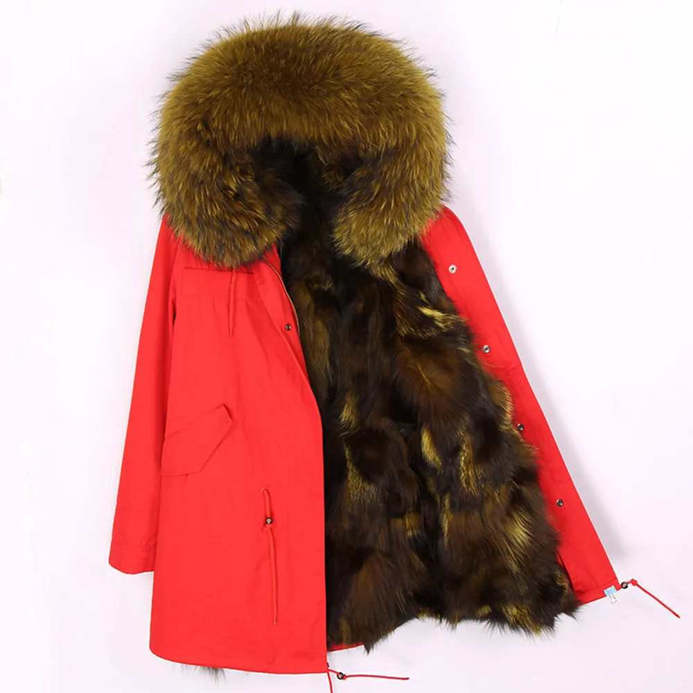 MaoMaoKong Natural Real Fox Fur Jacket Hooded Woman Parkas Winter Warm Coat Mulher Parkas Women's Jacket