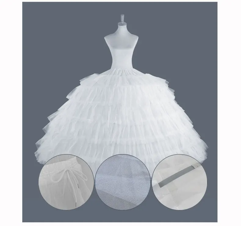 Ball Gown 6 Hoops Skirts Petticoat Bridal Wedding Dress Princess Crinoline Underskirt Tutu  Accessories