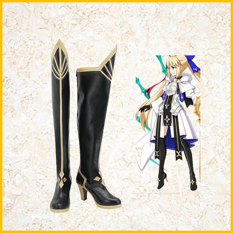 Fate/Stay Night Altria Pendragon Cosplay scarpe nere stivali