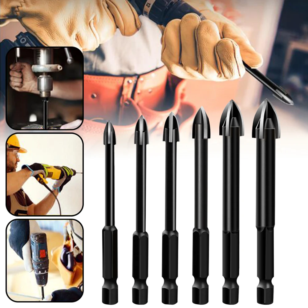 Cross Hex Tile Bits Glass Ceramic Concrete Hole Opener Alloy Triangle Drill Size 4/5/6/810/12 Mm Drill Bits Glass Bits