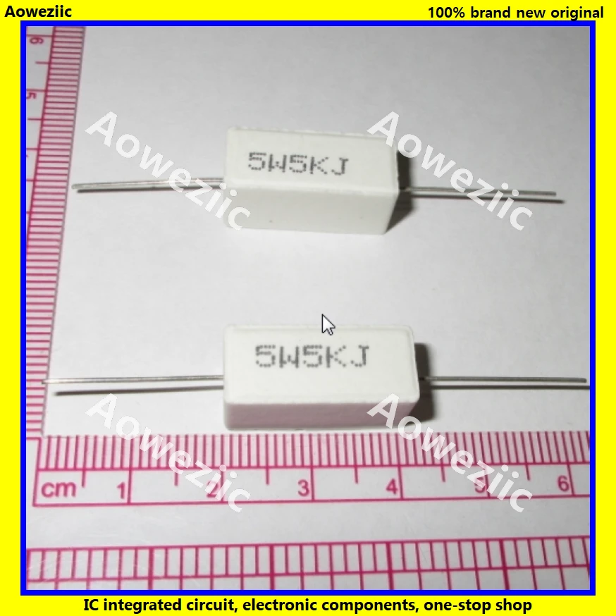10 Chiếc RX27 Ngang Xi Măng Chịu 5W 5K Ohm 5K R 5K RJ 5W5KJ 5000R 5000RJ gốm Chống Độ Chính Xác 5% Công Suất Kháng