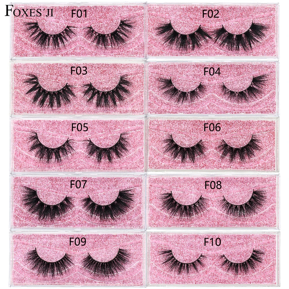 FOXESJI Makeup Eyelashes 3D Mink Lashes Fluffy Soft Volume Natural long Cross Mink False Eyelashes Reusable Eyelash Extension