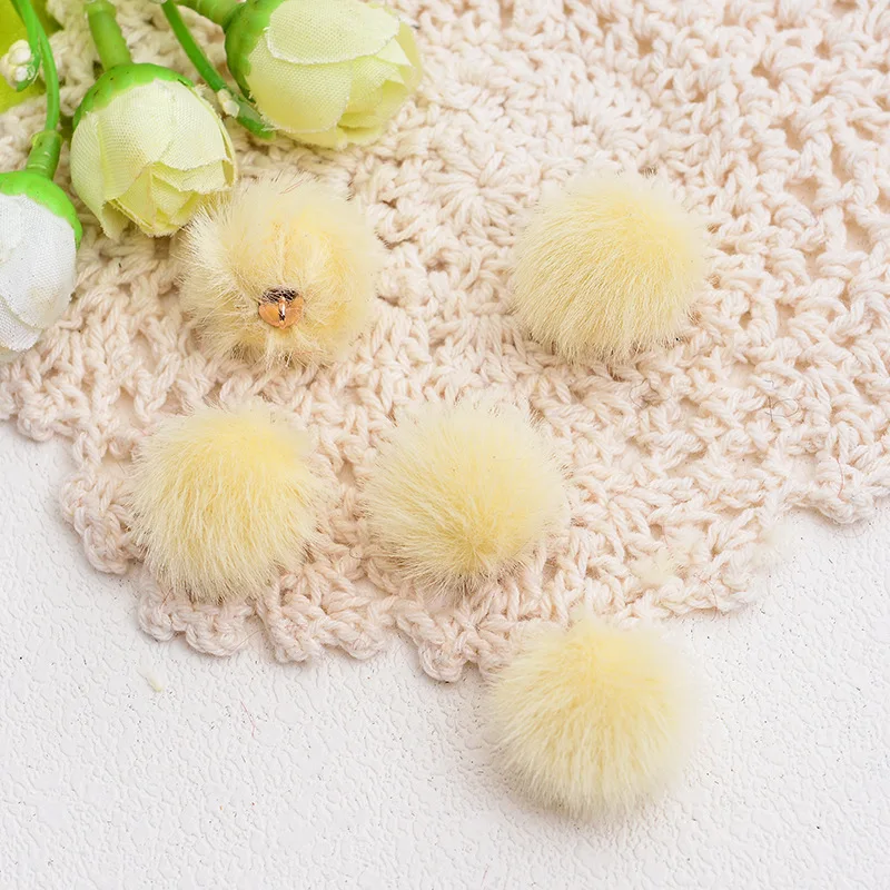 30-60Pcs Pompon Ball DIY Decorative Supplies Woman Earrings Necklace Jewelry Crafts Pendant Accessories Long Furry Ball Material