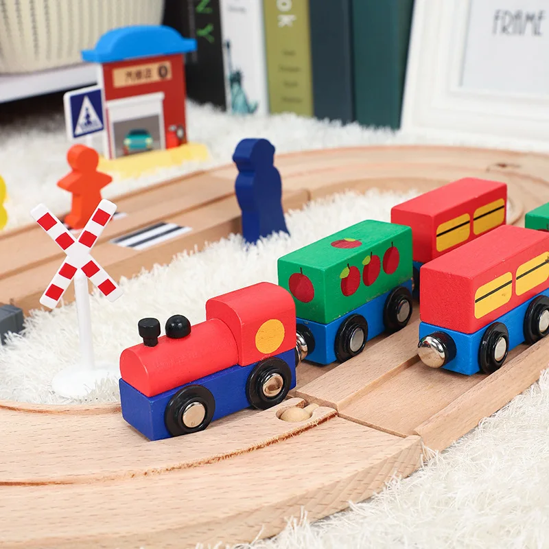 Highway Disc Eight Character Wooden Track Set Train Game Toys Compatible With Wooden Small Train Track Children 1:64 Pd10