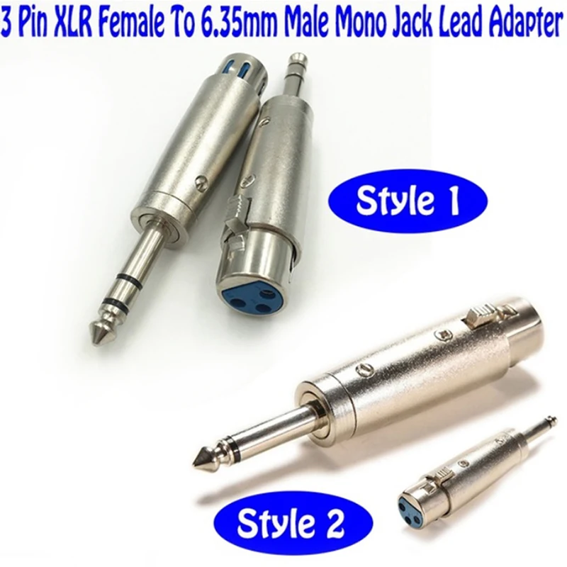 1pc 3-Pin XLR Female To 1/4 6.35mm Stereo Male Plug Audio Cable Cord Mic Adapter