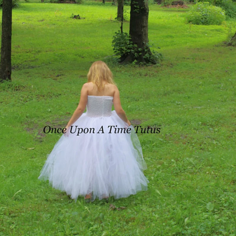 Vestido de tul para niña, vestido de tul con lazo para el pelo, corsé de ganchillo blanco para niña, disfraz para fiesta de cumpleaños y boda