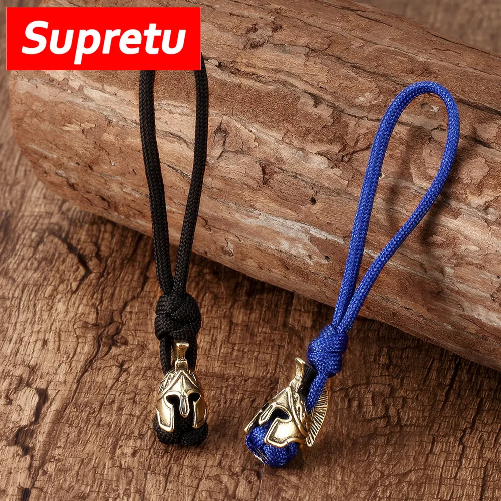 Supretu Men Vikings Lanyard Keychain Spartan Warrior Accessories Woven Rope Knife Car Keyring Handmade Bag Pendant Jewelery Gift