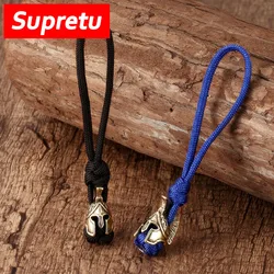 Supretu Men Vikings Lanyard Keychain Spartan Warrior Accessories Woven Rope Knife Car Keyring Handmade Bag Pendant Jewelery Gift