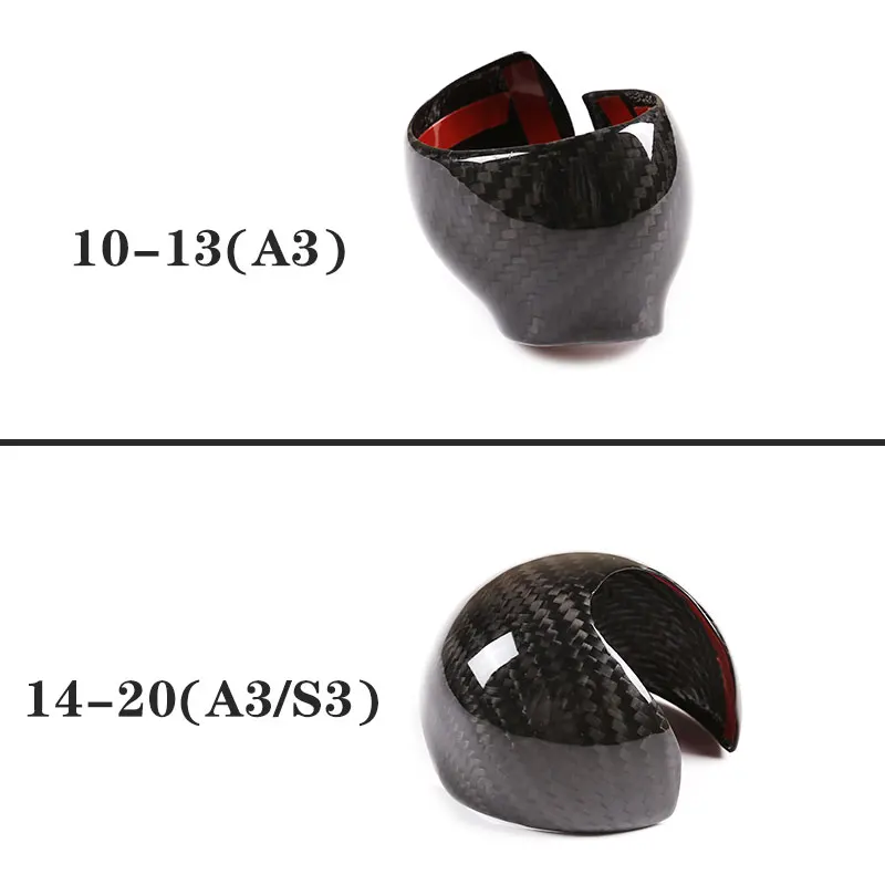 For Audi 14-20A3/S3 and 10-13A3 Gearshift Head Cover Real Carbon Fiber Shift Handle Frame Cover Sticker Car Interior Accessories