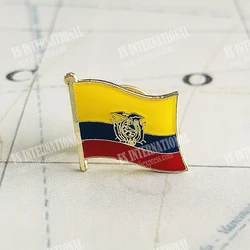 Ecuador National Flag Crystal Epoxy Metal Enamel Badge Brooch Collection Souvenir Gifts Lapel Pins Accessories Size1.6*1.9cm