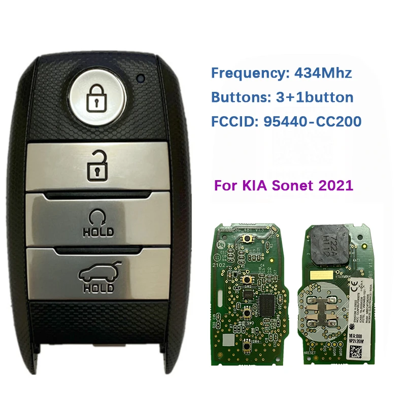 

CN051129 Original 4 Buttons Genuine Key For KIA Sonet 2021 Smart Remote Key 433 MHZ FCC ID FOBP956S20 95440-CC200