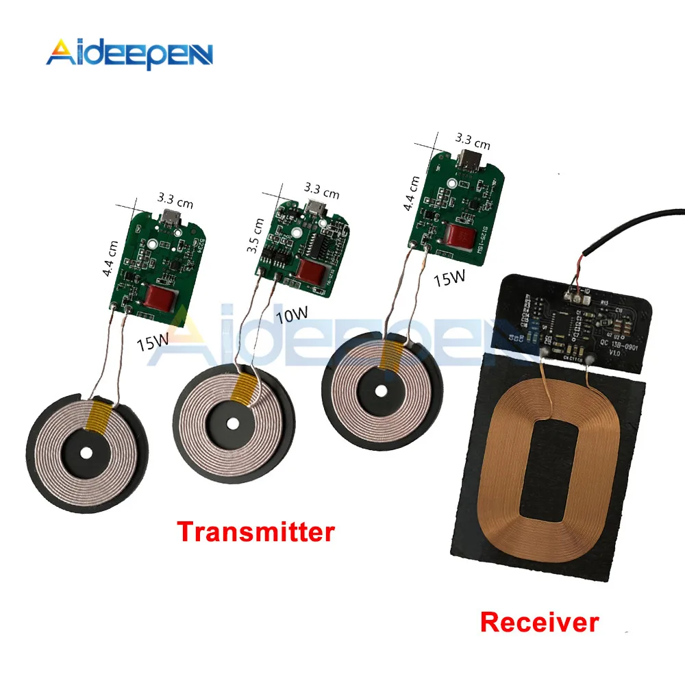 

10W 15W 5V 9V Fast Charging Wireless Charger Transmitter Receiver Module Type-c USB + Coil Charging FOR CAR PHONE Battery