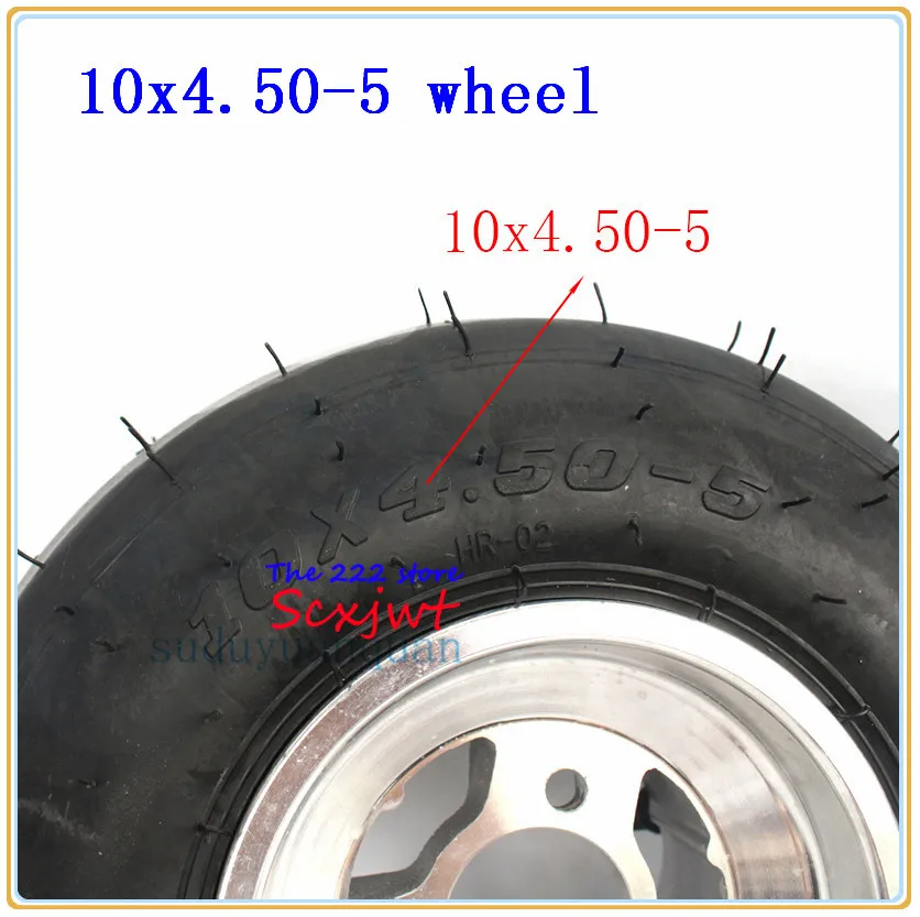 Modified Go-kart accessories10X4.50-5 front wheel 10 inch tyre Vacuum tire + Aluminium alloy  hub fits drift car field