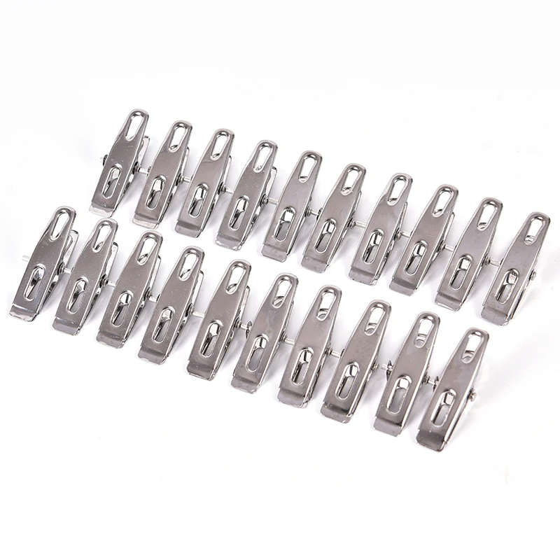 

20Pcs x Stainless Steel Clothes Pegs Laundry Metal Clamps Metal Hanging Pins Clips