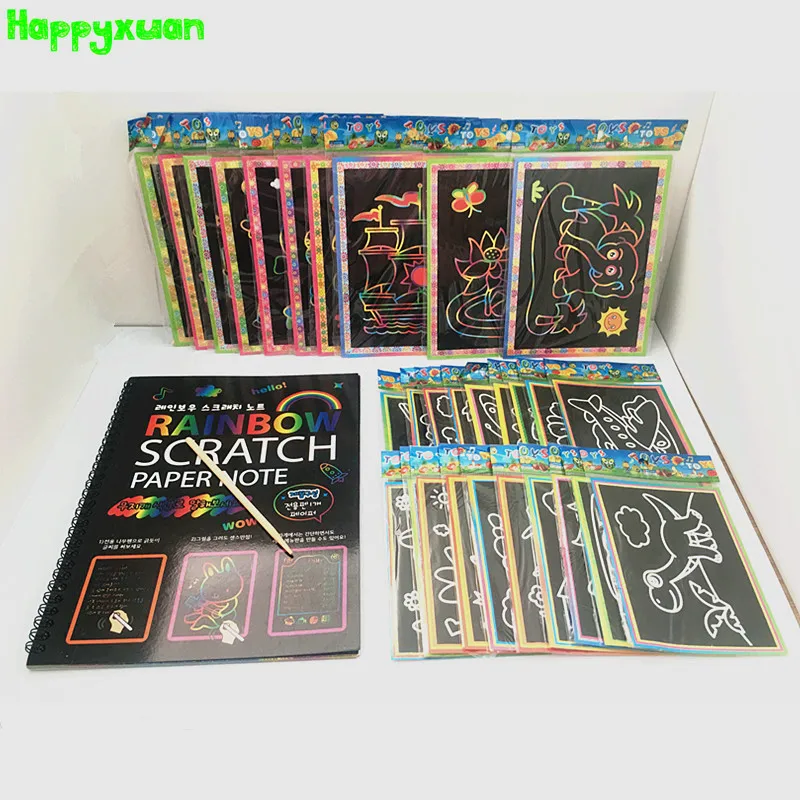 Arco-íris scratch papel nota desenho imagem brinquedos educativos desenvolver habilidades de desenho para magia diy para o tempo livre em casa com as crianças