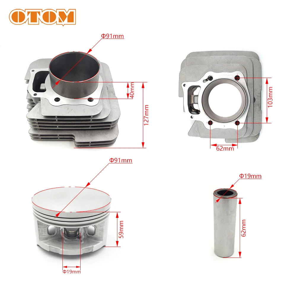 OTOM Motorcycle Accessories TRX500 Cylinder Kit Engine Piston Ring STD Gasket For HONDA Foreman Rubicon 500 4X4 ES TRX500FE FM