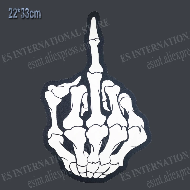 13 inches 22*33 cm Middle finger large Embroidery Patches cloth Personality accessories jacket back Motorcycle Bike sew On