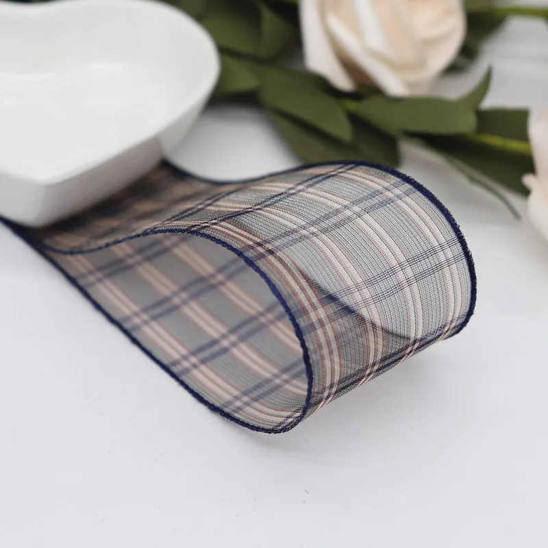 10 Yards 25MM/38MM Karierte Organza-Bänder für Haarschleifen DIY Handarbeitsmaterialien M20010101 – Detail 5