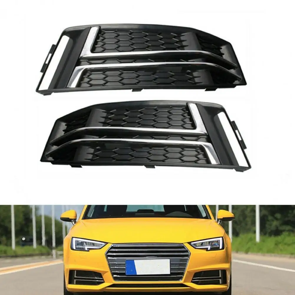 

1 Pair Front Bumper Fog Lamp Grille Black Durable Fog Light Bezel 8W0807681F 8W0807682F for Audi A4 B9 2016 2017 2018