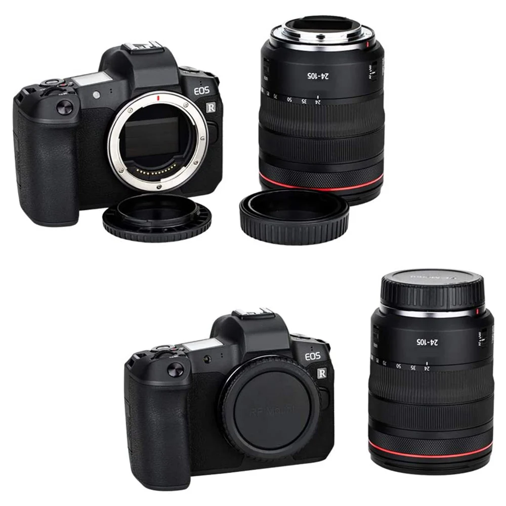 Paquete de cubierta de tapa de cuerpo de montaje RF y cubierta de tapa de lente trasera para Canon EOS R3 R R5 R6 R7 R10 RP con 2 cubiertas de zapata caliente accesorios de cámara