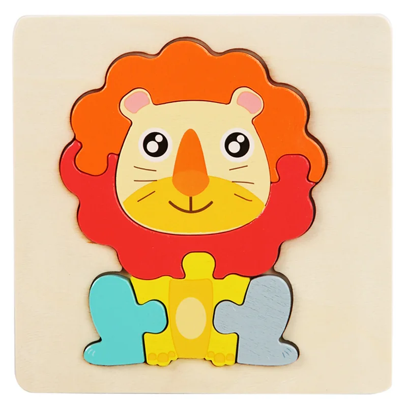 Kinder Holzspielzeug 3D Holzpuzzle Cartoon Tiere Kognitives Puzzle Frühes Lernen Lernspielzeug für Kinder Geschenk