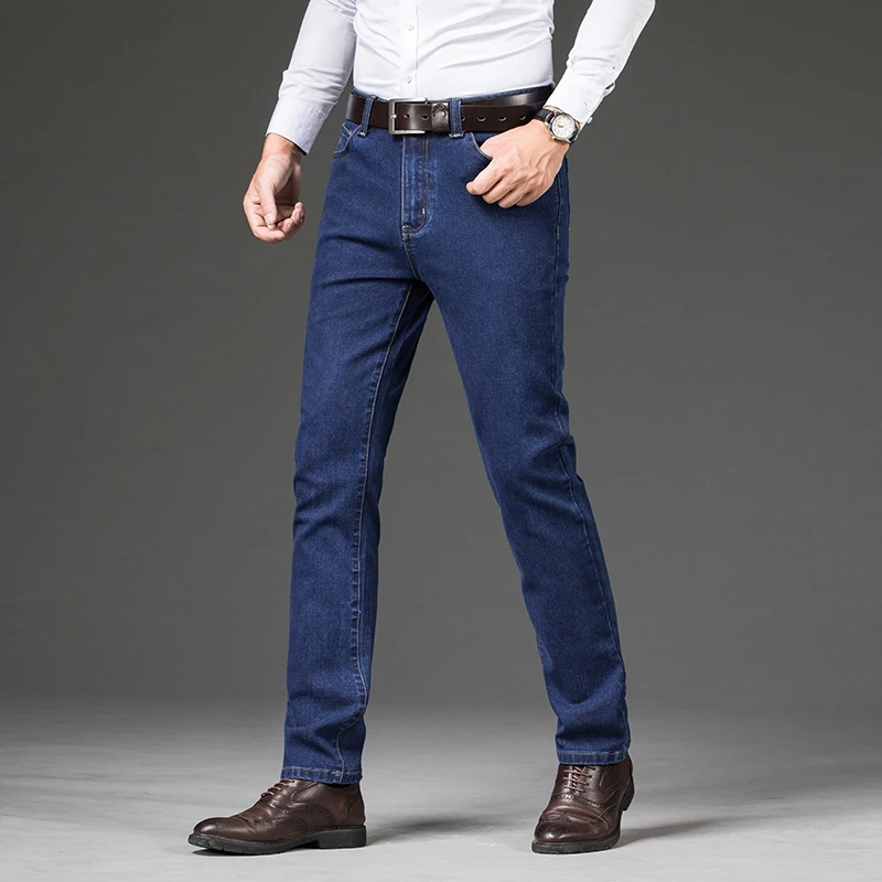 Calça jeans elástica masculina outono, stretch fino casual estilo clássico social