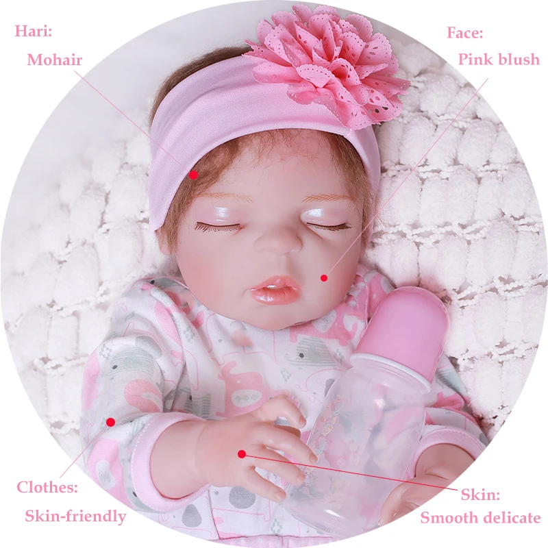 Full Body Silicone Vinyl Reborn Doll 60 cm 24 Inch Realistic Cute Girl Doll Set Kids Birthday Gift Bedtime Toys