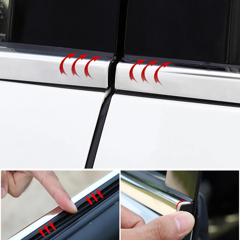 For Mitsubishi Pajero V97 V93 2012 2018 Car Stainless Steel Window Pillar Trim Cover Protectors  Car Accessories