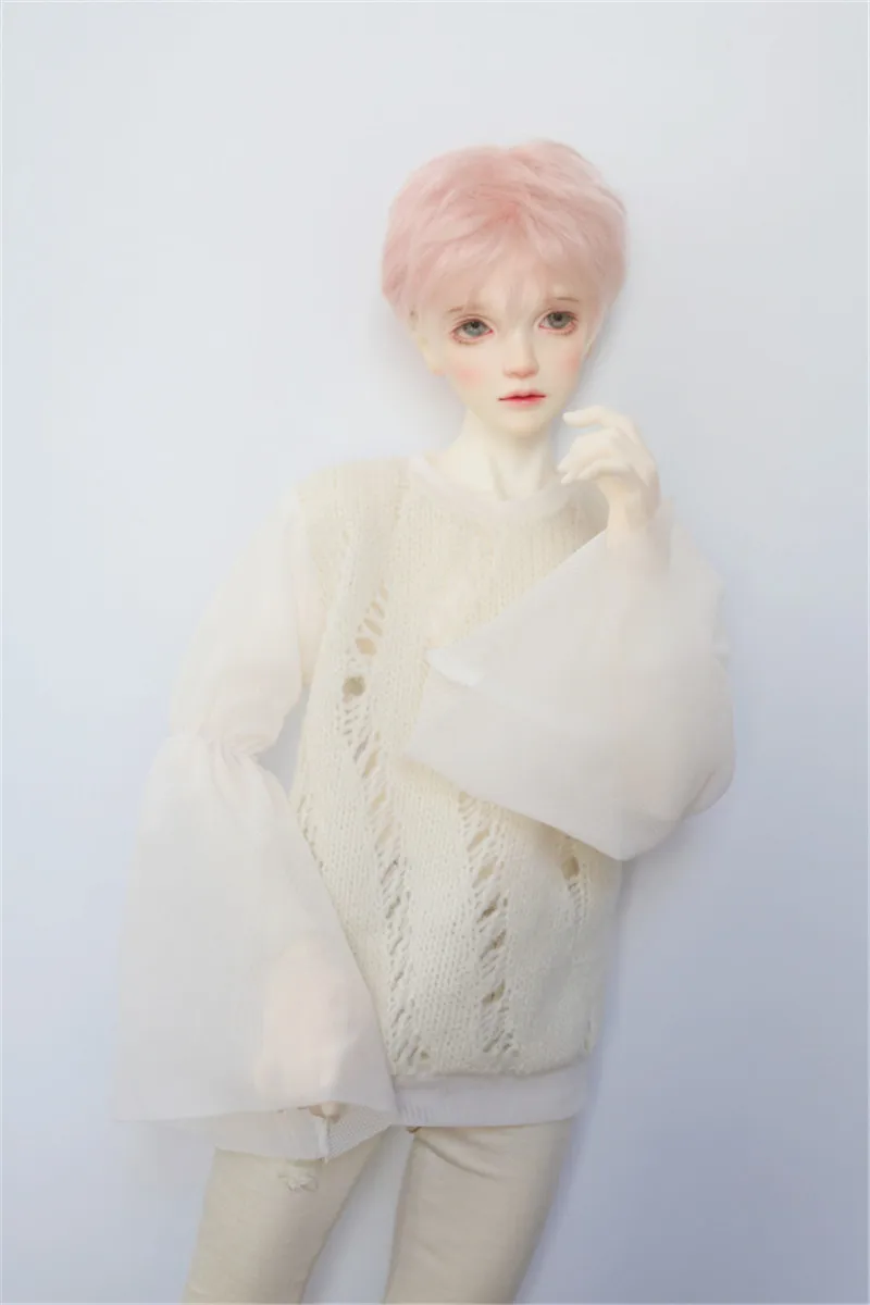 BJD doll clothes fit with 1/3man 1/4 POPO68 SSDF Ghost2 Uncle Size white cut-out stitching horn sleeve pullover doll accessories