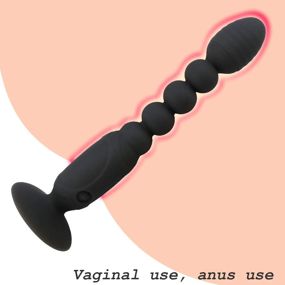 

Silicone USB Rechargeable Anal Beads Butt Plug Vibrator Sex Toys for Men Long Anus Vibrator Anal Plugs Adult Product for Gay