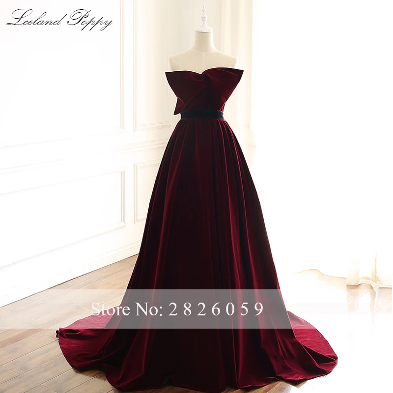 Elegante a linha strapless veludo vestidos de noite sem mangas até o chão formal vestidos de noite tribunal trem robe de soiree