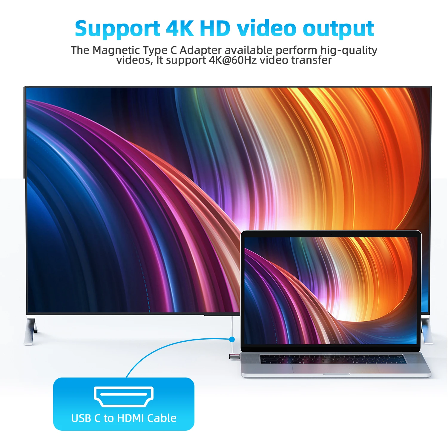 Usb3.1 Từ USB C Adapter 10Gbp PD 100W Sạc Nhanh Kết Nối Loại C Đồng Bộ Dữ Liệu 24 Chân 4K @ 60Hz Nam Châm USB Type C