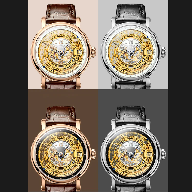 BORMAN Orologi di lusso da uomo, orologio automatico da uomo alla moda Orologi da polso meccanici scheletrati Zaffiro impermeabile in acciaio inossidabile